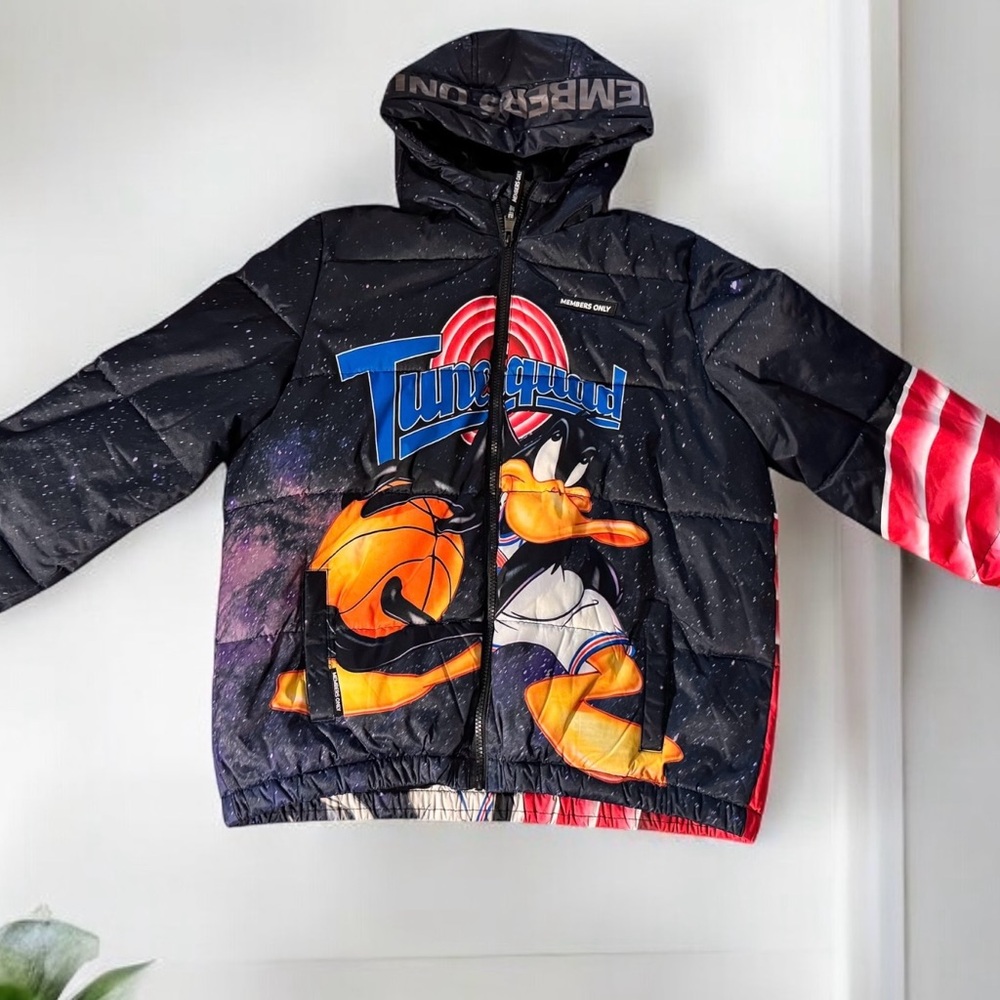 Space Jam Members Only puffer Jacket size 18 hoodie